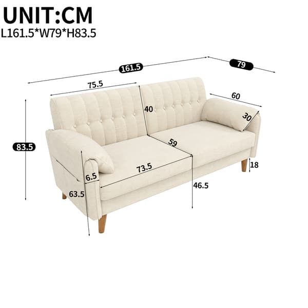 SONNENH 2-sitssoffa, Chenille, Beige, 161,5 × 79 × 83,5 cm
