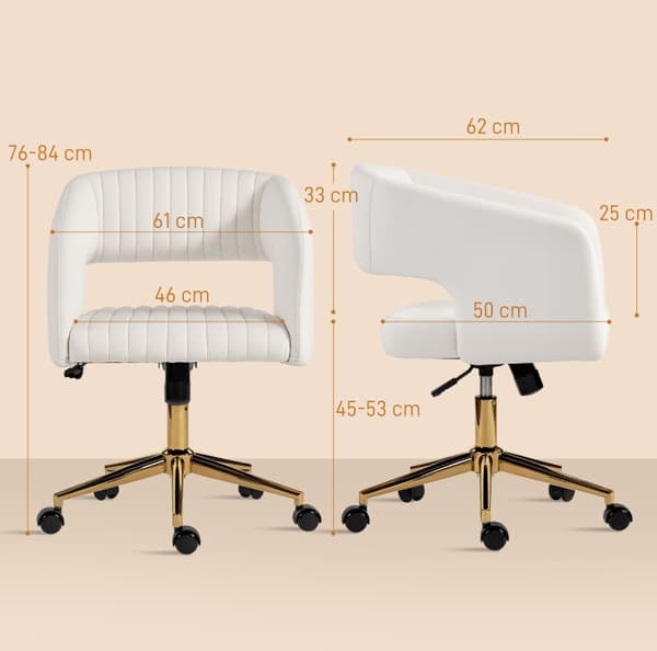SONNENH Kontorstol, Polyester, Cremehvid, 62 × 61 × 84 cm