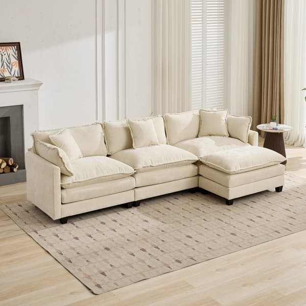 SONNENH Cloud Sofa Ottoman, Modern Sectional Couch, för vardagsrum sovrum och lägenhet, Comfy Double Layer Upholstered Seat Cushion