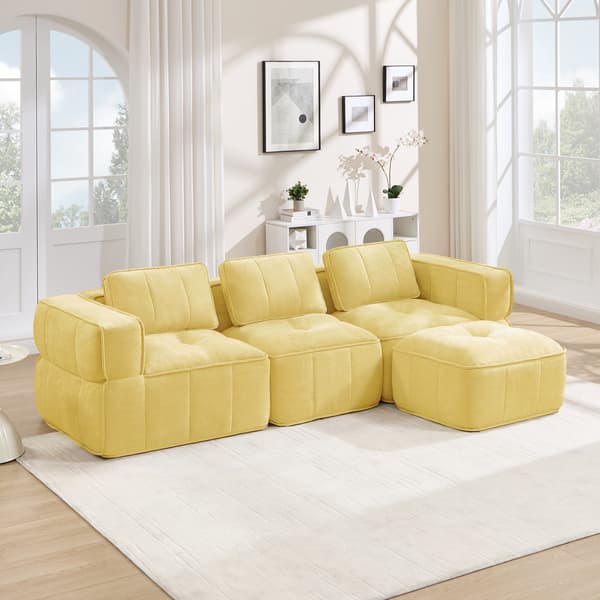 SONNENH 3-sitssoffa, Polyester, Gul, 271 × 162 × 67 cm
