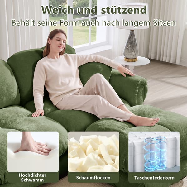 SONNENH 2-sitsiga Chenille Sofa, Fine Quilted Design, Elegant Style, Modular Sofa, Tjock Seat Cushions, Soft & Supportive