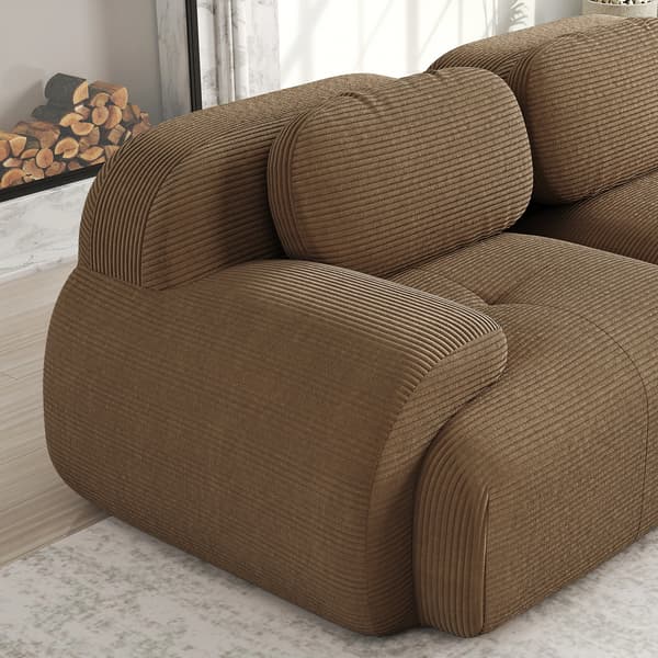 SONNENH Modulär U-soffa utan montering, ramlös soffa, andningsbart manchestertyg, 32D högelastisk stoppning, extra breda armstöd