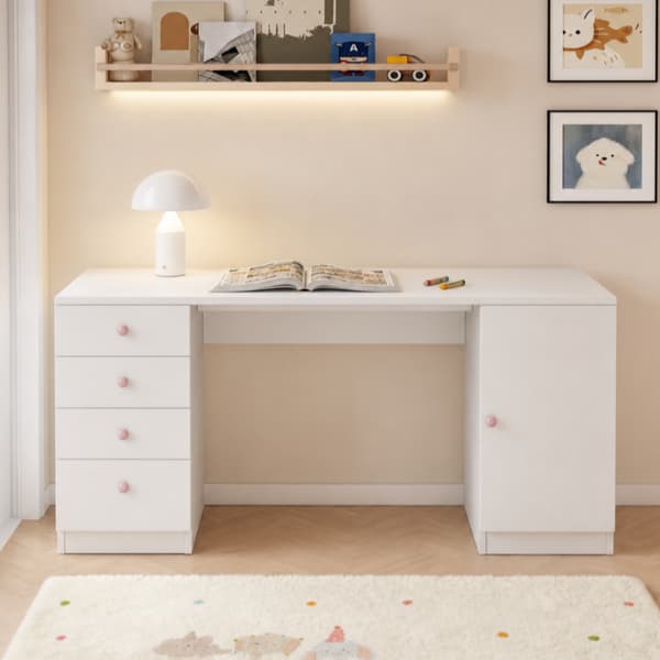 SONNENH Skrivebord, MDF, Hvid, 155 × 45 × 74 cm