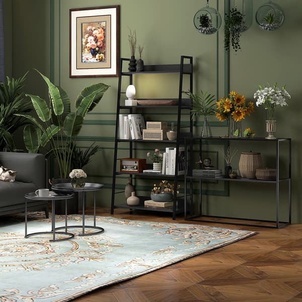 SONNENH Sidebord – sæt med 2, Stål, Sort, 43 × 43 × 38 cm