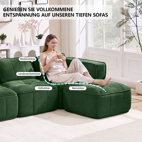 SONNENH 3-sitssoffa, Polyester, Grön, 271 × 162 × 67 cm