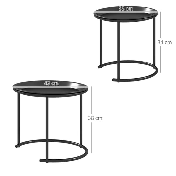 SONNENH Sidebord – sæt med 2, Stål, Sort, 43 × 43 × 38 cm