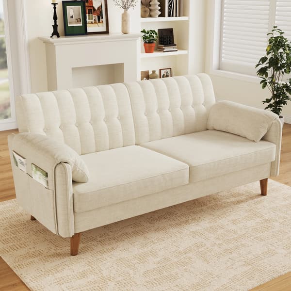 SONNENH 2-sitssoffa, Chenille, Beige, 161,5 × 79 × 83,5 cm