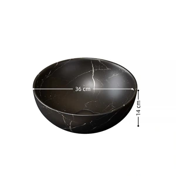 SONNENH 36cm vask med sten struktur, uden skab, uden hane, sort