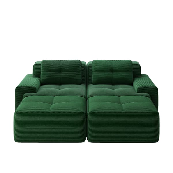 SONNENH Cloud Modular Sofa Boneless U- Shaped Sofa, Komfortabel Corduroy Cloud Sofa, Modular Sofa med Ottoman, Modular Two-Seater Sofa