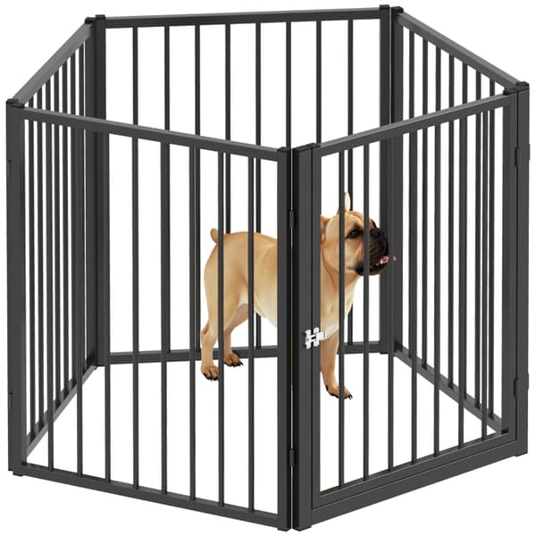 SONNENH Hundpark, djurpark, 5 paneler, bärbart fällbart stängsel, säkert, svart