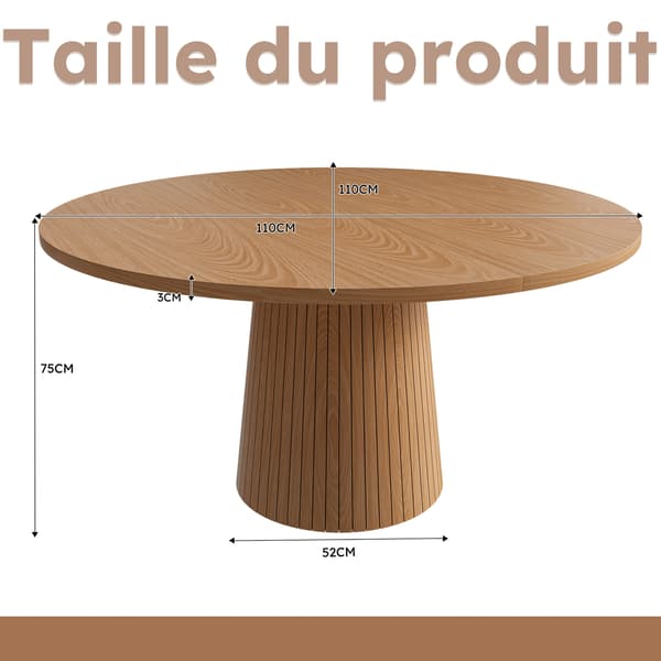 SONNENH Matbord, MDF, Ek, 110 × 110 × 75 cm