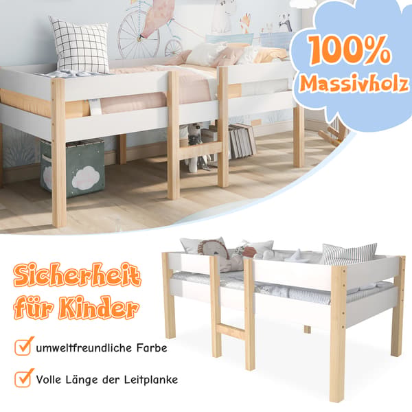 Barnsäng, 90 x 190 cm, vit, med förvaring, med lamellbotten