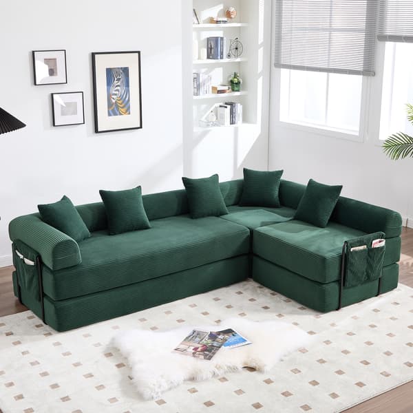 SONNENH Sofa, Fløjl, Smaragdgrøn, 270 × 180 × 64 cm