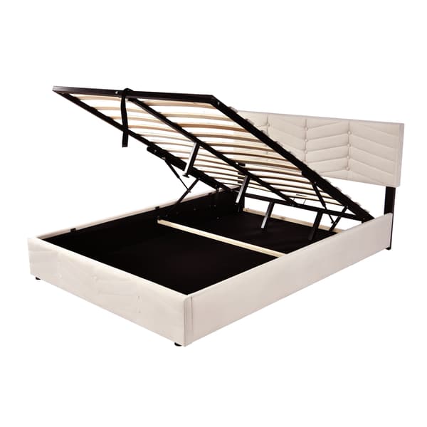 Stoppad sängram, 140 x 190 cm, beige, med lamellbotten