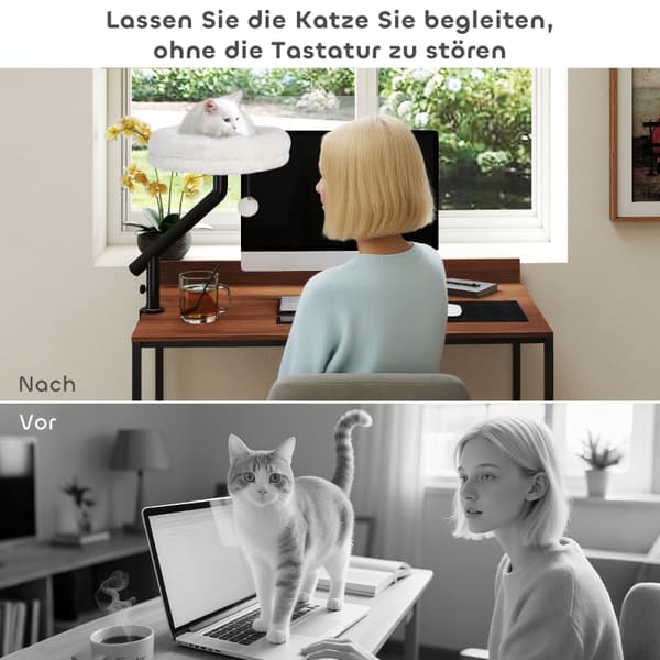 SONNENH Kattbädd, Polyester, Krämvit, 35 × 35 × 48 cm