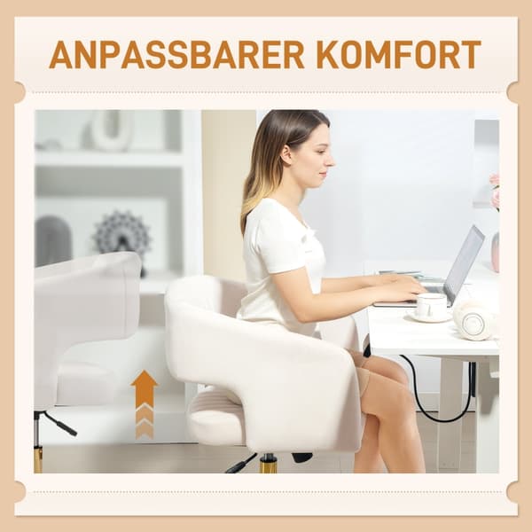 SONNENH Kontorstol, Polyester, Cremehvid, 62 × 61 × 84 cm