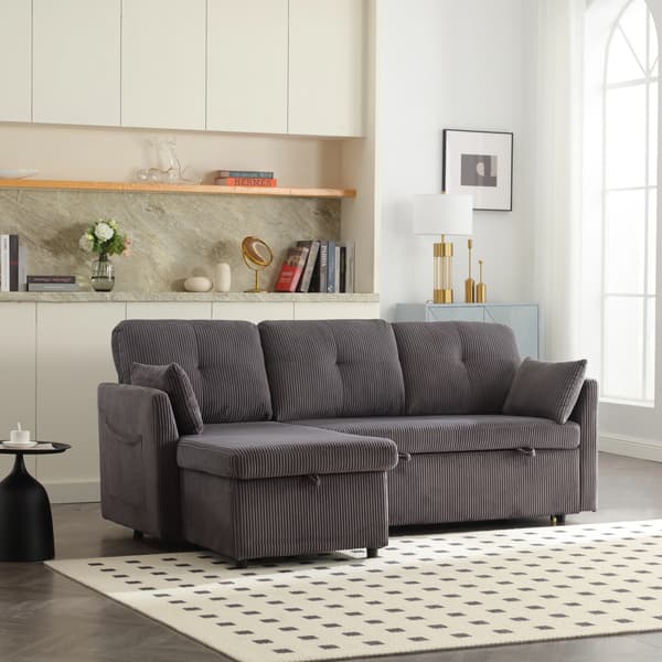 SONNENH Sovesofa, Fløjl, Mørkegrå, 206 × 108 × 66 cm