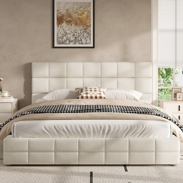 SONNENH 180x200 opforstokket platformseng, Beige
