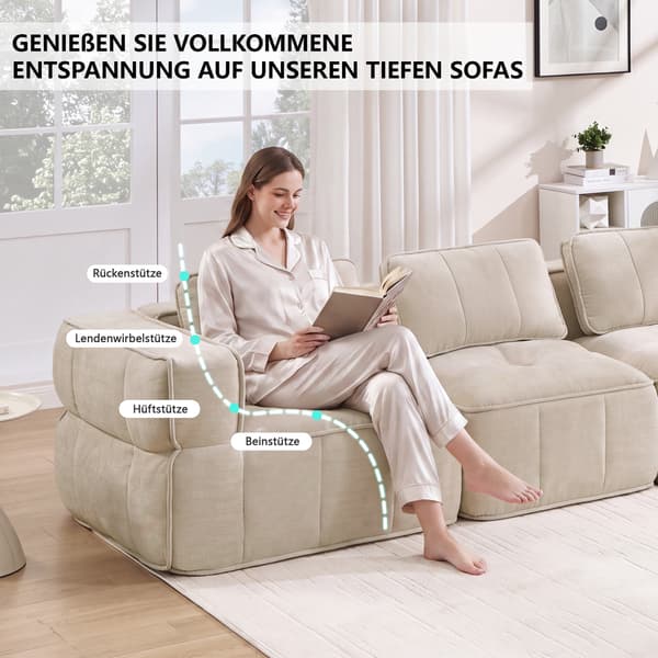 SONNENH Sofa, Polyester, Beige, 344 × 93 × 67 cm