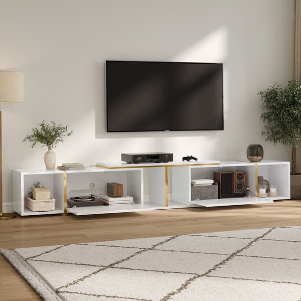 SONNENH TV-bord, Spånplade, Hvid, 275 × 35 × 37 cm