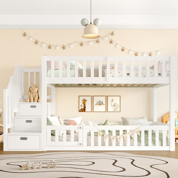 SONNENH 90X200 Bunk Bed, stege med lagring, vit