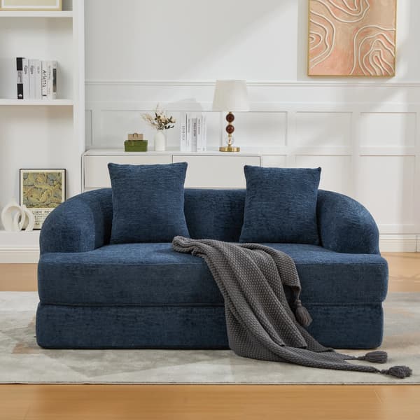 SONNENH Bäddsoffa, Chenille, Marinblå, 157 × 84 × 65 cm