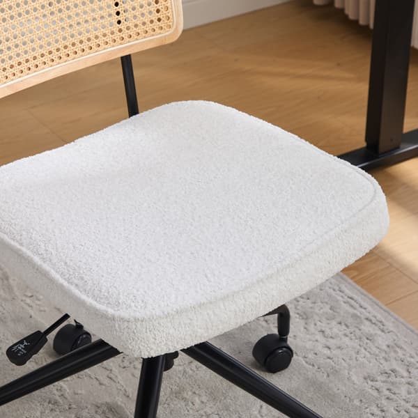 SONNENH Kontorstol, Chenille, Elfenbenshvid, 55 × 58,5 × 91,5 cm