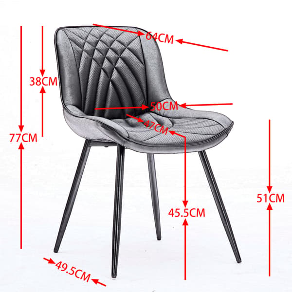 SONNENH Spisestuestol – sæt med 2, PU-kunstlæder, Sort, 64 × 50 × 77 cm