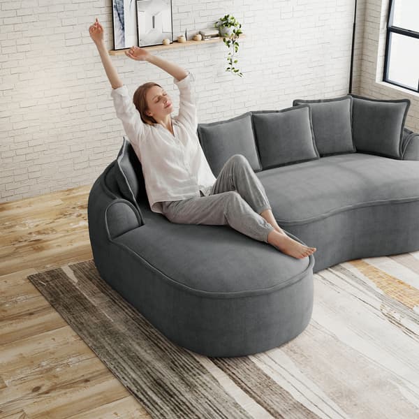 SONNENH Manchester Vänster Chaise-soffa med kuddar Chenille -Grå
