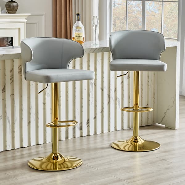 SONNENH Barstol – set med 2, PU, Ljusgrå, 49,7 × 45 × 110 cm