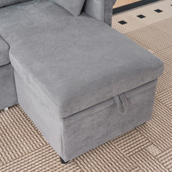SONNENH Bäddsoffa, Chenille, Grå, 206 × 130 × 85 cm