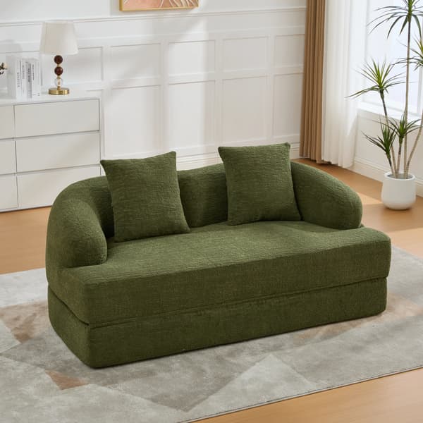 SONNENH Sovesofa, Chenille, Grøn, 157 × 84 × 65 cm