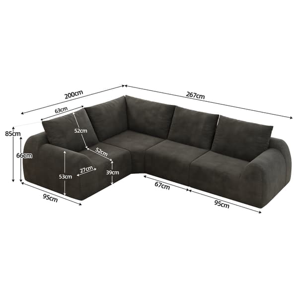 SONNENH Sofa, Stof, Mørkegrå, 267 × 200 × 85 cm
