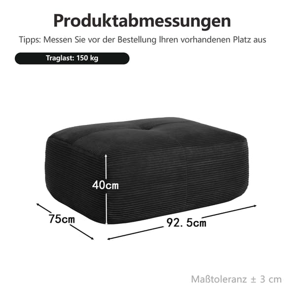 SONNENH Hamlet Ottoman fløjl - Sort