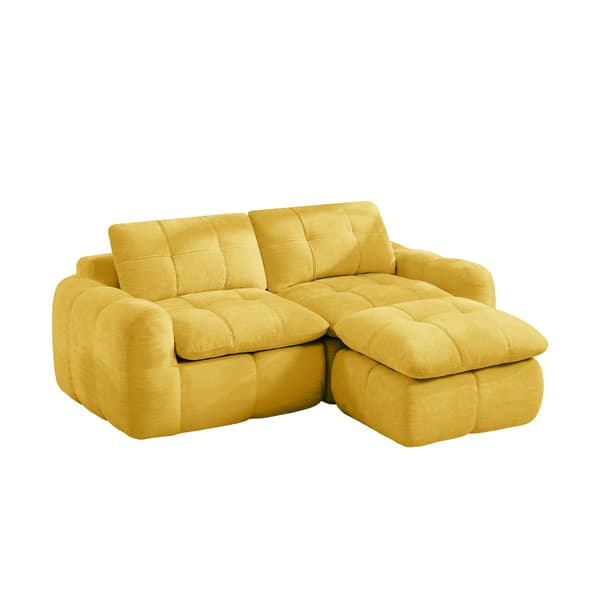 SONNENH 2-sits L-formad modulsoffa utan ram, rutig quiltad design, chenilleöverdrag, halkfri botten