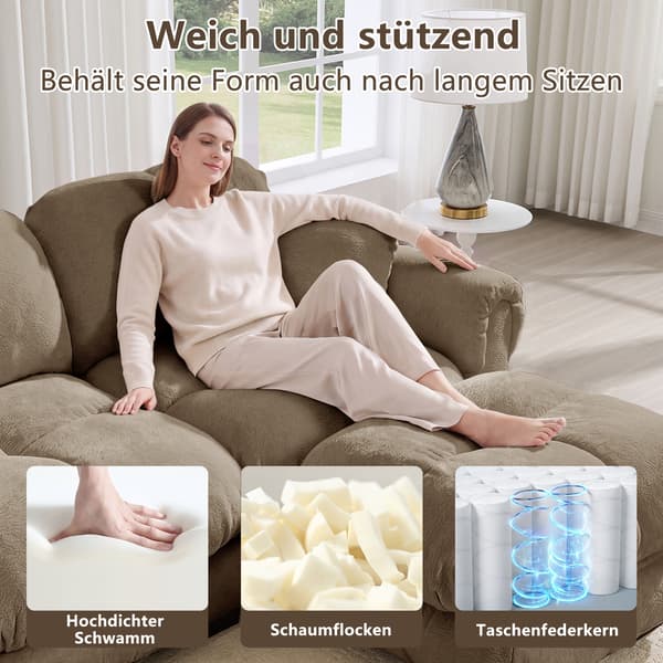 SONNENH 2-sitsig Chenille Sofa, L-formad Modular Corner Sofa, Fine Quilted Design, Elegant Style, Thick Seat Cushions, Soft & Supportive