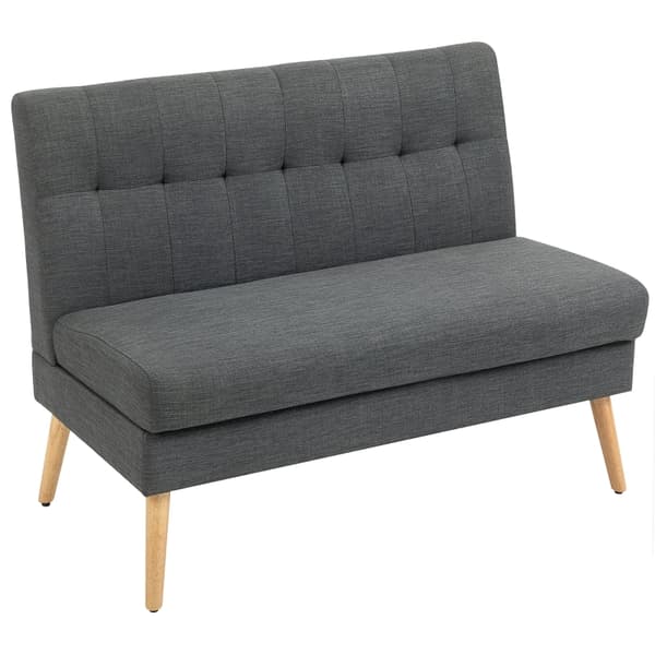 SONNENH 2 Sæder Sofa Tufted Tilbage træ ben Tyk polstring Hør Se efter små rum Gray