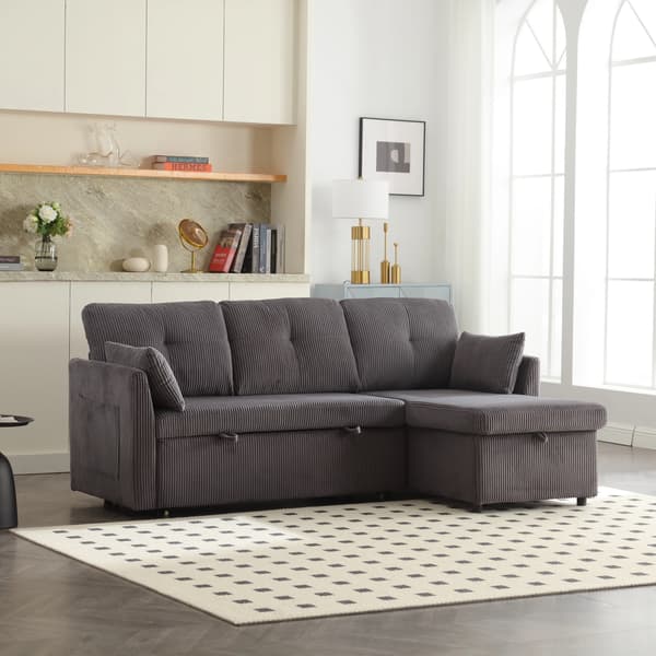 SONNENH Sovesofa, Fløjl, Mørkegrå, 206 × 108 × 66 cm