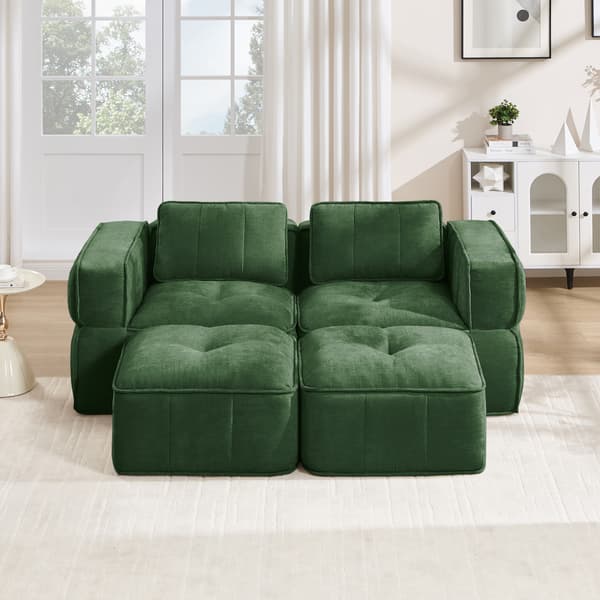 SONNENH 2-sitssoffa – set med 2, Polyester, Grön, 198 × 162 × 67 cm