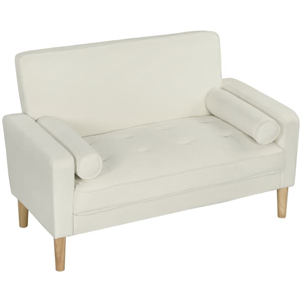 SONNENH 2-sits soffa Dubbelsitssoffa med gummiträben Stoppad soffa för vardagsrummet Sovrum Creme White
