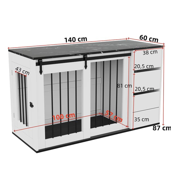 SONNENH Husdjursbur, MDF / Metall, Vit, 140 × 60 × 87 cm