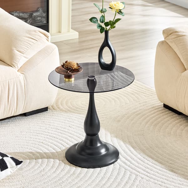 SONNENH Sidebord, Glas / Metal, Sort, 50 × 50 × 51,5 cm
