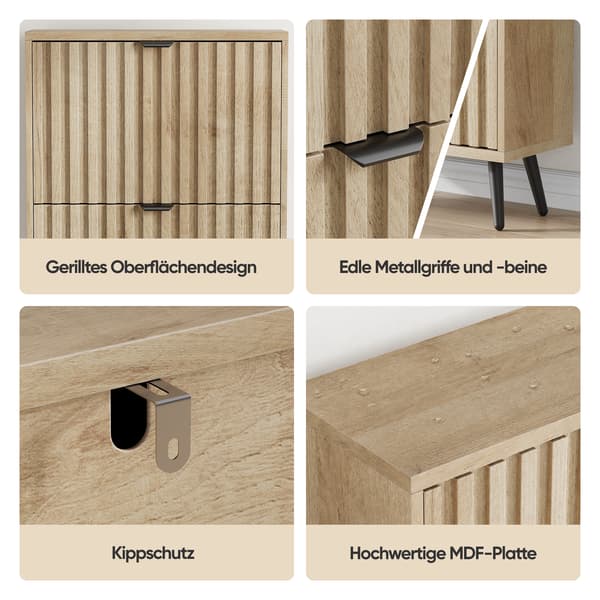 SONNENH Skoskab, MDF / Spånplade, Eg, 60 × 24 × 95 cm
