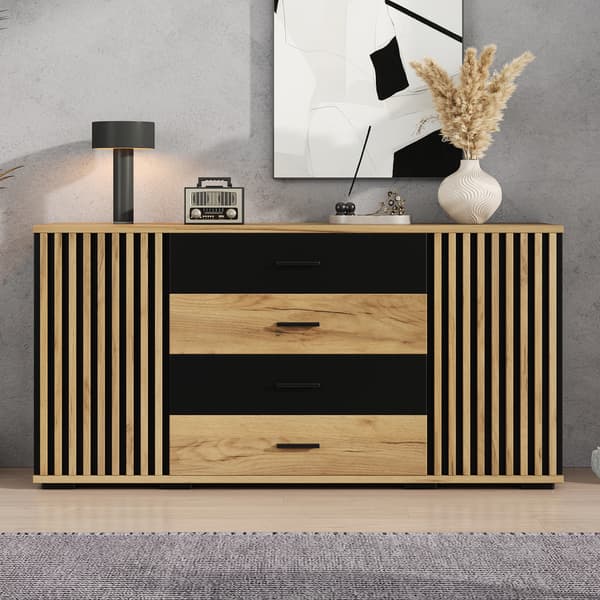 SONNENH Skænk, MDF, Sort, 140 × 35 × 70 cm