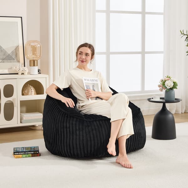 SONNENH Sittsäck, Chenille, Svart, 98 × 92 × 73 cm