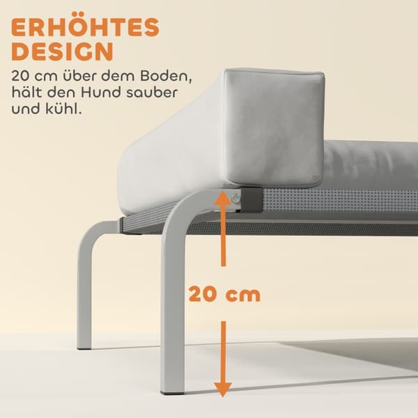 SONNENH Hundbädd, Polyester, Ljusgrå, 110 × 75 × 30 cm