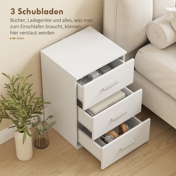 SONNENH 3-sengebord til sengeværelse MDF White