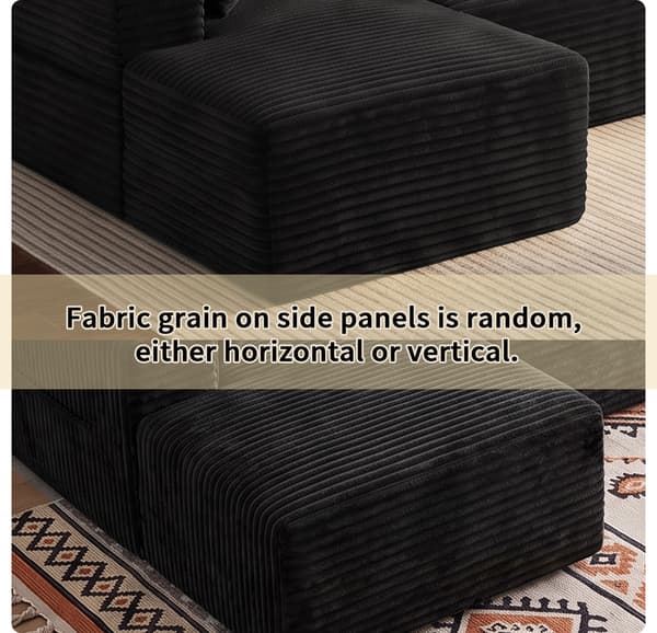 SONNENH U-formet sofa, Skum, Sort, 372 × 151 × 80 cm
