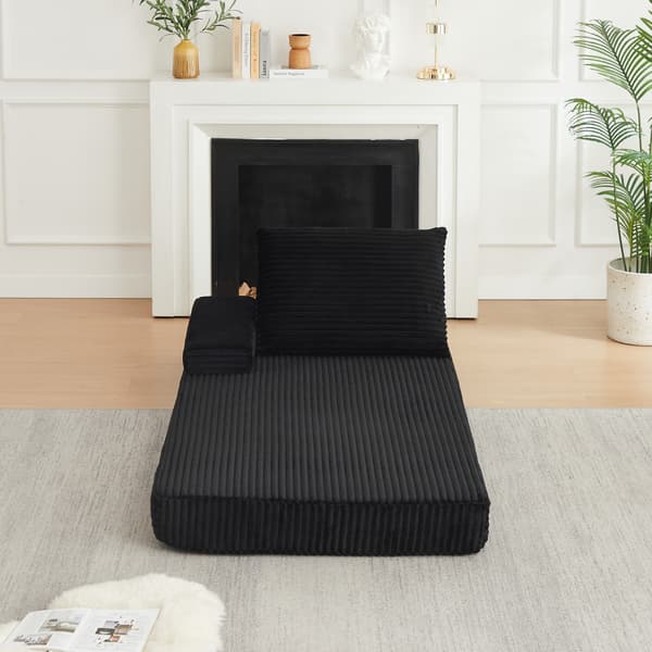 SONNENH Sofa, Fløjl / Skum, Sort, 211,5 × 106,5 × 48 cm