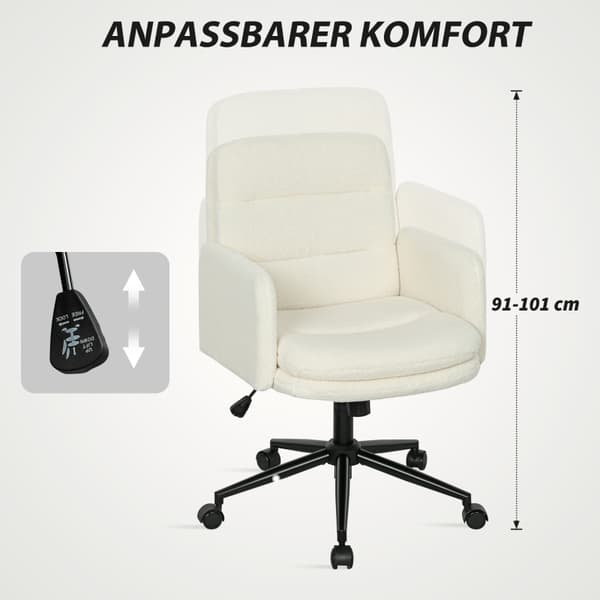 SONNENH Kontorstol, Polyester, Cremehvid, 65 × 61,5 × 101 cm